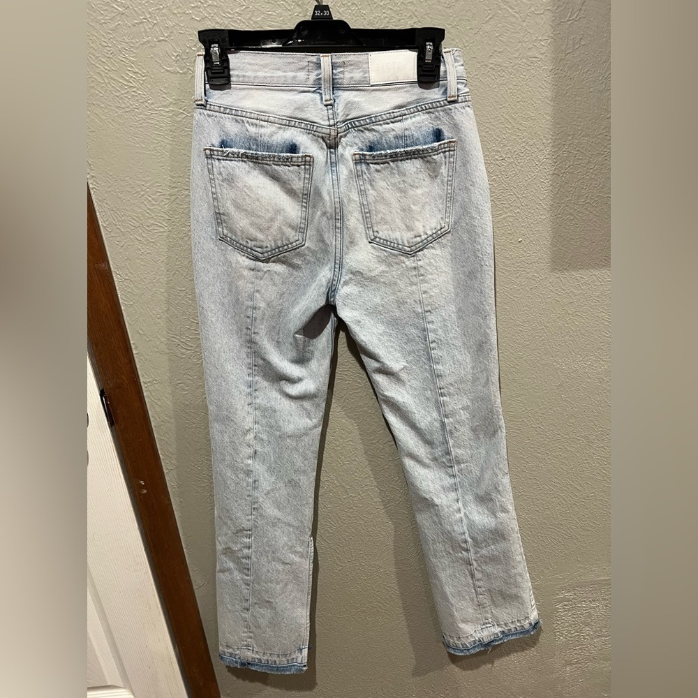 Pistola Light Blue Women's Straight Leg Jeans EUC Size 25 Slit on Side Raw Hem - Picture 6 of 7